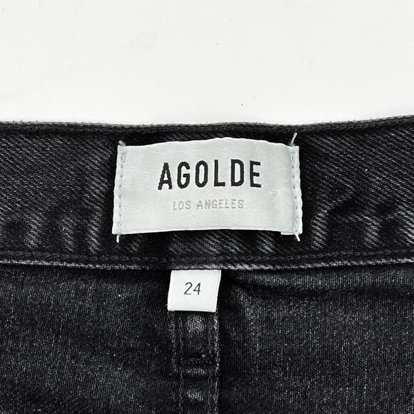 AGOLDE Lana Straight Leg Jeans Size 24 Black Distressed Disorder - Picture 4 of 6